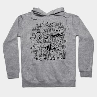 black and white doodle art Hoodie